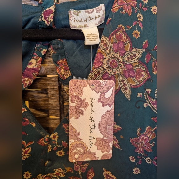 NWT Teal and Burgundy  Band Of The Free Maxi Sundress with Long Sleeves - Picture 4 of 9